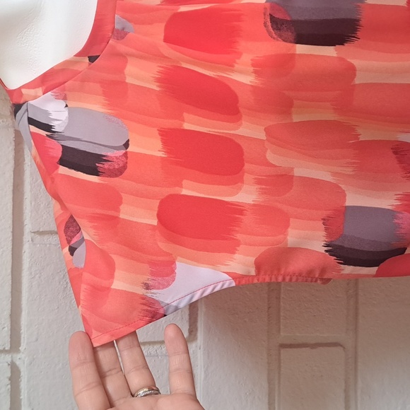 Worthington Coral/Gray/Black Short Sleeve Blouse. Size XL NWOT - Picture 4 of 9